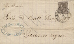 Ø 205 En Carta De Barcelona A Buenos Aires, El Año 1883. Manuscrito "Por Bearn". Llegada Al Dorso. - Cartas & Documentos