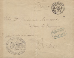 Carta De Velilla De San Antonio A Burdeos (Francia), El 7/2/1889. Marca De La Alcaldía Y "Cartería / Torrejón De Ardoz" - Briefe U. Dokumente