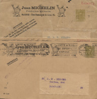 1929/1930. 2 Sobres Entero Postal De 2 Cts. Empresa Juan Michelín De Madrid. Rarísimos. - 1850-1931