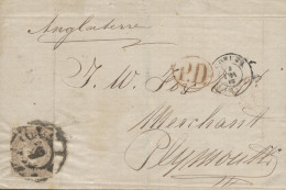 Ø 73 En Carta De Coruña A Gran Bretaña. Mat. R.C. 4. Año 1865. - Covers & Documents