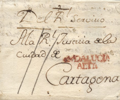 D.P. 24. 17490 (17 JUL). Carta De Andújar A Cartagena. Marca Nº 2R. Manuscrito "Del Real Servicio". RRR. - ...-1850 Prephilately