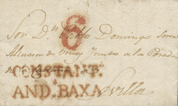 D.P. 25. 1836 (18 DIC). Carta De Lora Del Río A Sevilla. Marca De Constantina Nº 2R. Porteo "6". Bonita. - ...-1850 Prefilatelia
