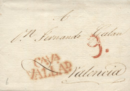 D.P. 14. 1829 (19 AGO). Carta De Valladolid A Valencia. Marca Nº 21R. - ...-1850 Voorfilatelie