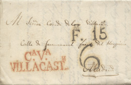D.P. 14. 1825 (13 FEB). Carta De Villacastín A Madrid. Marca Nº 4R. Lujo. - ...-1850 Préphilatélie