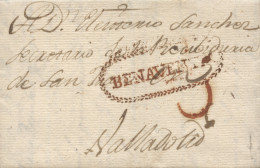 D.P. 14. 1823 (2 DIC). Carta De Benavente A Valladolid. Marca Nº 7R. Bonita. - ...-1850 Prefilatelia