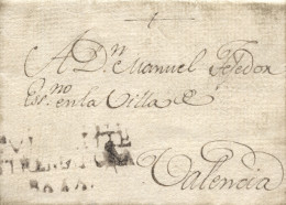 D.P. 13. 1803 (26 MAY). Carta De San Vicente A Valencia. Marca Nº 2N. Remitida Por La Vizcondesa De La Torre. Rarísima. - ...-1850 Préphilatélie