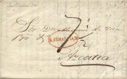 D.P. 11. 1831 (20 SEP). Carta Impresa De San Sebastián A Azcoitia. Marca Nº 25R. Bonita. - ...-1850 Prefilatelia