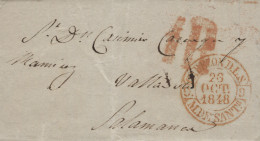 D.P. 9. 1848. Carta De Valle A Salamanca. Nítido Baeza En Color Rojo "CABEZON D.L.S./M.DE  - ...-1850 Vorphilatelie