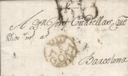 D.P. 4. 1797. Carta De La Almunia De Doña Godina A Barcelona. Muy Nítida. Marca 1N. Porteo "B.6". Preciosa - ...-1850 Préphilatélie