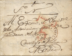 D.P. 1. 1841 (4 JUL). Carta Circulada De Castillejo A Madrid. Marca Nº 1R. - ...-1850 Voorfilatelie
