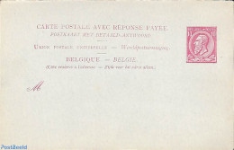 Belgium 1887 Postcard With Answer 10/10c Carmine, Unused Postal Stationary - Lettres & Documents