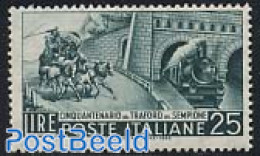 Italy 1956 Simplon Tunnel 1v, Mint NH, Transport - Coaches - Railways - Art - Bridges And Tunnels - Other & Unclassified