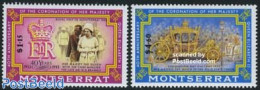 Montserrat 1993 Coronation Anniversary 2v, Mint NH, History - Transport - Kings & Queens (Royalty) - Coaches - Royalties, Royals