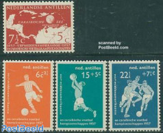 Netherlands Antilles 1957 Football Games 4v, Mint NH, Sport - Various - Football - Maps - Aardrijkskunde