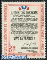 New Caledonia 1965 Free France 1v, Mint NH, History - World War II - Nuovi