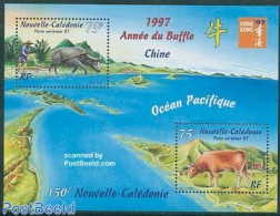 New Caledonia 1997 Hong Kong 97 S/s, Mint NH, Nature - Various - Cattle - Philately - Agriculture - New Year - Ongebruikt