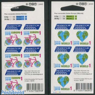 Netherlands 2010 Priority Europe, World 2 M/s S-a, Mint NH, Sport - Various - Cycling - Globes - Maps - Ongebruikt