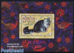 Nevis 1994 Silver Persian Cat S/s, Mint NH, Nature - Cats - St.Kitts And Nevis ( 1983-...)