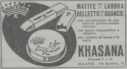 Matite Per Le Labbra KHASANA - Pubblicità D'epoca - 1938 Old Advertising - Publicités