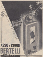 Acqua Di Colonia Asso Di Cuori BERTELLI - Pubblicità D'epoca - 1938 Old Ad - Publicités