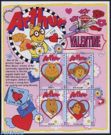 Nevis 2004 Arthur, Valentine 4v M/s, Mint NH, Art - Children's Books Illustrations - St.Kitts Y Nevis ( 1983-...)