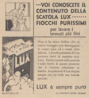 Detersivo LUX - Pubblicità D'epoca - 1931 Vintage Advertising - Publicités