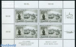 Austria 1999 WIPA M/s, Blackprint, Mint NH, Transport - Various - Post - Stamps On Stamps - Automobiles - Aircraft & A.. - Nuevos