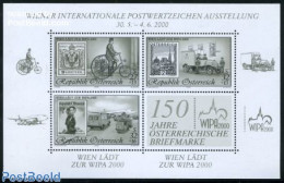 Austria 2000 WIPA S/s, Blackprint, Mint NH, Sport - Transport - Various - Post - Stamps On Stamps - Automobiles - Cost.. - Ungebraucht