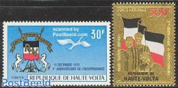 Upper Volta 1970 10 Years Independence 2v, Mint NH, History - Nature - Coat Of Arms - Flags - Birds - Horses - Swans - Autres & Non Classés