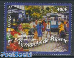 French Polynesia 2002 Papeete Market 1v, Mint NH, Transport - Various - Automobiles - Motorcycles - Street Life - Ungebraucht
