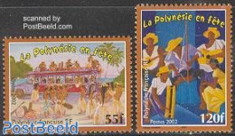 French Polynesia 2002 Festivals 2v, Mint NH, Performance Art - Various - Music - Folklore - Unused Stamps