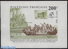 French Polynesia 1989 French Revolution S/s, Mint NH, History - Transport - History - Stamps On Stamps - Ships And Boa.. - Nuevos
