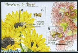 Pitcairn Islands 2008 Flowers & Bees S/s, Mint NH, Nature - Bees - Flowers & Plants - Insects - Autres & Non Classés