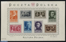 Poland 1948 Culture S/s, Mint NH, Performance Art - Science - Music - Theatre - Chemistry & Chemists - Art - Authors - Unused Stamps
