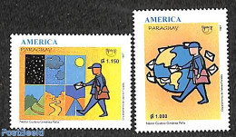 Paraguay 1997 UPAEP, Postmen 2v, Mint NH, Various - Post - U.P.A.E. - Globes - Posta
