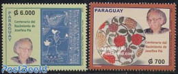 Paraguay 2003 Josefina PLa 2v, Mint NH, Nature - Birds - Flowers & Plants - Art - Authors - Escritores