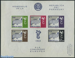 Paraguay 1961 Europa S/s, Imperforated, Mint NH, History - Europa Hang-on Issues - Idee Europee