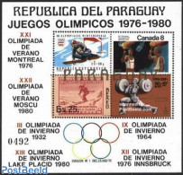 Paraguay 1978 Olympic Winners S/s, Stamps, Mint NH, Sport - Olympic Games - Skiing - Weightlifting - Stamps On Stamps - Skisport