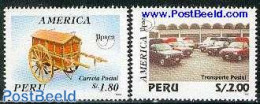 Peru 1995 UPAEP, Postal Service 2v, Mint NH, Transport - Post - U.P.A.E. - Automobiles - Correo Postal