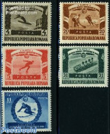 Romania 1951 Winter Universiade 5v, Mint NH, Sport - (Bob) Sleigh Sports - Skating - Skiing - Sport (other And Mixed) - Unused Stamps