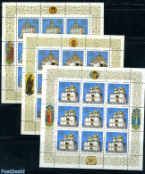 Russia 1992 Chrurches 3 M/ss, Mint NH, Religion - Churches, Temples, Mosques, Synagogues - Iglesias Y Catedrales