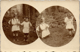 CP Carte Photo D'époque Photographie Vintage Enfant Déguisement Militaire Gag  - Andere & Zonder Classificatie