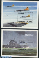 Sierra Leone 1990 W.W. II Planes 2 S/s, Mint NH, History - Transport - World War II - Aircraft & Aviation - Ships And .. - Guerre Mondiale (Seconde)