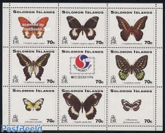 Solomon Islands 1994 Philakorea, Butterflies 9v M/s, Mint NH, Nature - Butterflies - Solomoneilanden (1978-...)