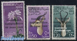 Somalia 1960 Independence 3v, Mint NH, Nature - Animals (others & Mixed) - Flowers & Plants - Wild Mammals - Somalie (1960-...)