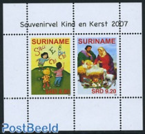 Suriname, Republic 2007 Christmas S/s, Mint NH, Nature - Religion - Cattle - Christmas - Noël