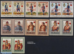 Sao Tome/Principe 1977 UPU Centenary 7x2v [:] Red Overprints, Mint NH, Various - U.P.U. - Uniforms - U.P.U.