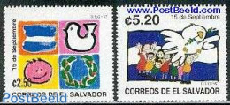 El Salvador 1997 Independence 2v, Mint NH, Art - Children Drawings - El Salvador