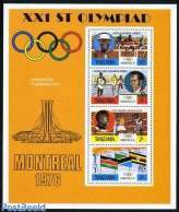 Tanzania 1976 Olympic Games Montreal S/s, Mint NH, History - Sport - Flags - Athletics - Boxing - Olympic Games - Atletica