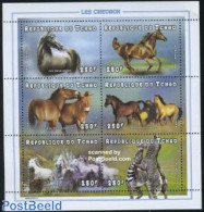 Chad 1998 Horses 6v M/s, Mint NH, Nature - Horses - Other & Unclassified